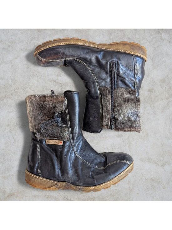 BILODEAU Shoes - BILODEAU | Leather Winter Ankle Boots With Seal Fur Trim Size 9.5